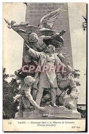 Carte Postale Ancienne Paris Monument eleve a la memoire de Gambetta