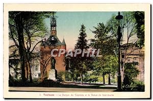 Carte Postale Ancienne Toulouse Le donjon du Capitole et la statue de Jean Jaures
