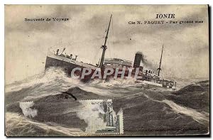 Carte Postale Ancienne Bateau Ionie Cie N Paquet par grosse mer