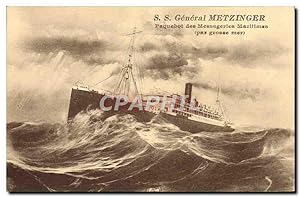Carte Postale Ancienne Bateau Paquebot SS Général Metzinger Messageries Maritimes