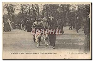Carte Postale Ancienne Chevre Paris Champs Elysees Les voitures aux chevres TOP