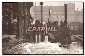 Carte Postale Ancienne Paris Crue de la Seine 29 janvier 1910 Gare Saint-Lazare Pompes d'epuisement