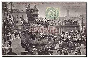 Carte Postale Ancienne Carnaval de Nice 1905 Un coin de l'enfer Diable