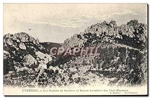 Carte Postale Ancienne forêt L'Esterel Les rochers de Survieres et Maison forestiere des Trois Th...