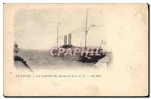 Carte Postale Ancienne Bateau Le Havre Paquebot La Gascogne steamer de la CGT