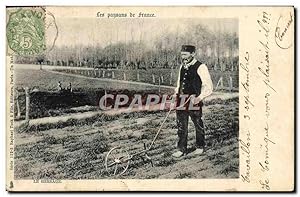 Carte Postale Ancienne Folklore Paysan Le hersage