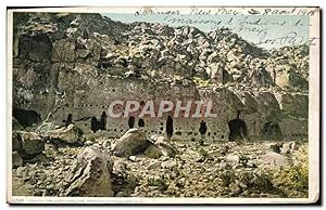 Carte Postale Ancienne Far West Cow Boy Home of the Cliff dwellers Pueblo of Santa Clara NM