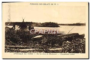 Bild des Verkufers fr Carte Postale Ancienne Mission des Oblats de MI Amerique du Nord Sur les rives de Mackenzie Campement indien zum Verkauf von CPAPHIL