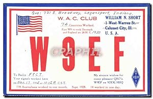 Carte Postale Ancienne Telegraphie W9EF WAC Club William Short Calumet City Ill