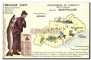 Carte Postale Ancienne Emulsion Scott Poisson département Herault Montpellier Poisson Peche