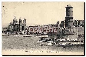 Carte Postale Ancienne Marseille Fort St Jean et cathédrale