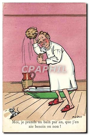 Image du vendeur pour Carte Postale Ancienne Fantaisie Illustrateur Moi je prends un bain par an mis en vente par CPAPHIL