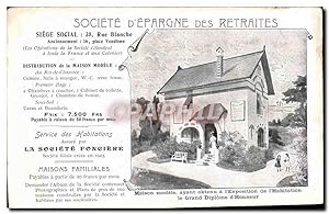 Carte Postale Ancienne Societe d'Epargne des retraites Rue Blanche Maison modele