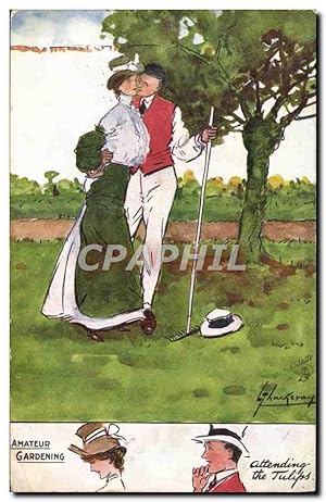 Seller image for Carte Postale Ancienne Fantaisie Illustrateur Amateur gardening for sale by Cpaphil.com