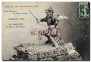 Carte Postale Ancienne Ville de Montpellier Carnaval 1908 Diable