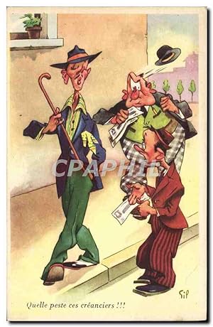 Imagen del vendedor de Carte Postale Ancienne Humour Quelle peste ces creanciers a la venta por CPAPHIL