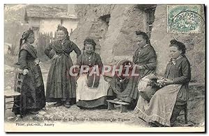 Carte Postale Ancienne Folklore Costumes de Savoie Dentellieres de Tignes TOP