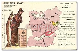 Carte Postale Ancienne Emulsion Scott département Mayenne Laval Coq