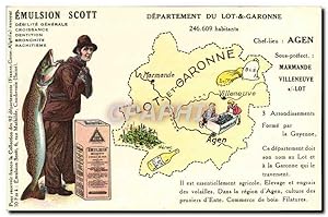 Carte Postale Ancienne Emulsion Scott Poisson département Lot & Garonne Agen