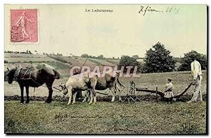 Carte Postale Ancienne Folklore Le laboureur Attelage