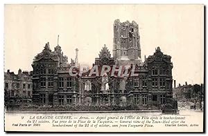 Carte Postale Ancienne Arras Aspect Général de L'Hôtel de ville apres le bombardement Militaria