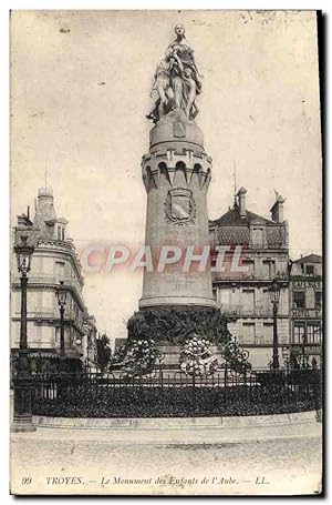 Carte Postale Ancienne Troyes Le Monument des Enfants de L'Aube