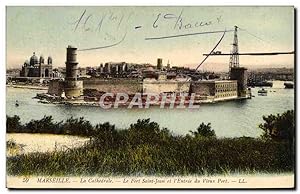 Carte Postale Ancienne Marseille La Cathédrale Le Fort Saint Jean et L'Entrée du vieux port