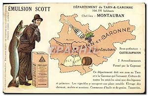 Carte Postale Ancienne Emulsion Scott Poisson département Tarn et Garonne Montaubaun