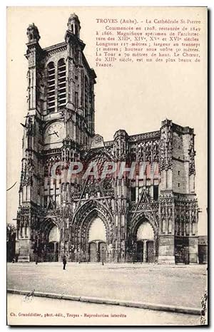 Carte Postale Ancienne Troyes La Cathédrale St Pierre