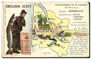Carte Postale Ancienne Emulsion Scott Poisson département Gironde Bordeaux Blaye Libourne Langon