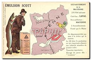 Carte Postale Ancienne Emulsion Scott Poisson département Mayenne Laval