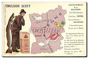 Carte Postale Ancienne Emulsion Scott département Mayenne Laval Coq cheval