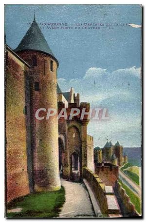 Carte Postale Ancienne Carcassonne Les Defenses Extérieures Avant Porte du château
