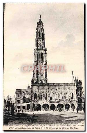 Carte Postale Ancienne Arras Hôtel de ville et beffroi Militaria