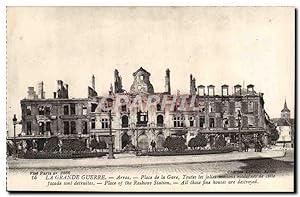 Carte Postale Ancienne Arras Place de la Gare Militaria