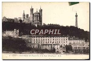 Carte Postale Ancienne Lyon Notre Dame De Fourviere Et La Tour Melallique
