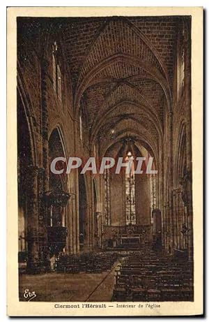 Carte Postale Ancienne Clermont I'Herault Intérieur De I'Eglise
