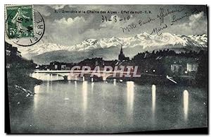 Carte Postale Ancienne Grenoble Et La Chaine Des Alpes Effet De Nuit