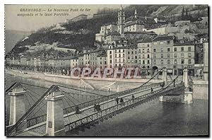 Carte Postale Ancienne Grenoble Le Nouveau Pont De Fer Suspendu Et Le Quai Perriere