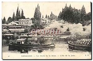 Carte Postale Ancienne Levalloios Les Bords de la Seine L'île de la Jatte Bateau