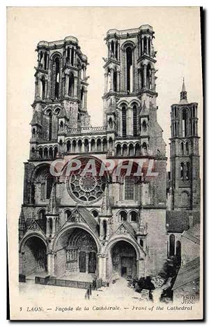 Carte Postale Ancienne Laon Façade de la Cathédrale