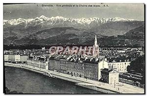 Carte Postale Ancienne Grenoble vue générale et la Chaine des Alpes