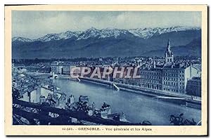 Carte Postale Ancienne Grenoble vue générale Et Les Alpes