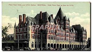 Carte Postale Ancienne Montreal Hôtel Place Viger et Gare du CPR