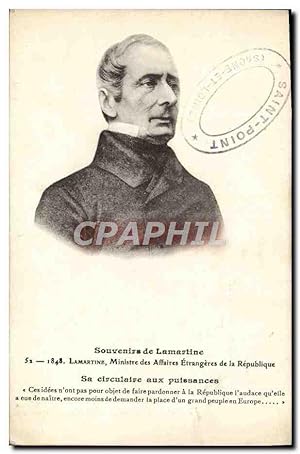 Carte Postale Ancienne Lamartine Ministre des Affaires Etrangeres