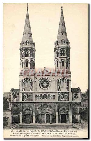 Carte Postale Ancienne Macon Façade De I'Eglise Saint Pierre