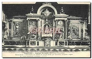 Carte Postale Ancienne Troyes Eglise St Jean Maitre autel Tabernacle en marbre et cuivres dores p...