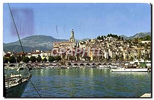 Image du vendeur pour Carte Postale Moderne Menton Une Partie Du Port La Vieille Ville et le quai Bonaparte mis en vente par CPAPHIL