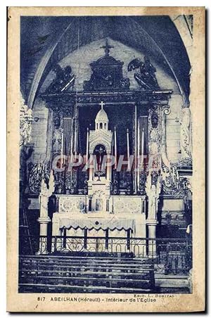 Carte Postale Ancienne Abeilhan Intérieur De I'Eglise