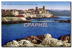 Carte Postale Ancienne Antibes Les Vieux Remparts Et Les Alpes